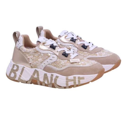 Voile Blanche Club105 sneaker donna suede tessuto beige platino 