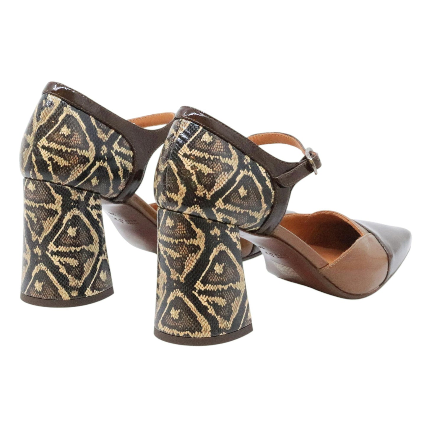 Decolletè Chie Mihara Luer in pelle lucida nera e marrone 