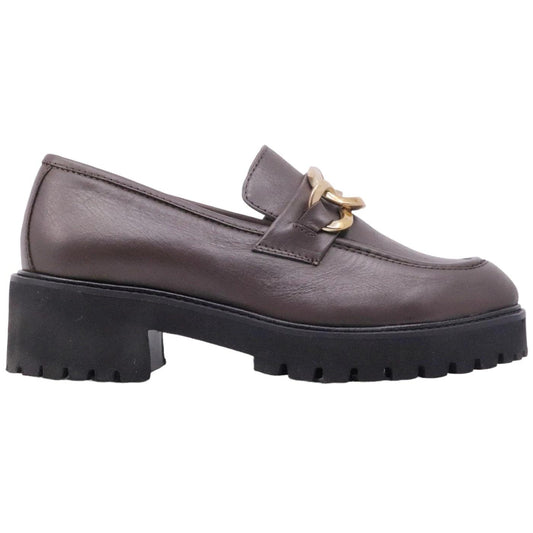 Mocassino donna Le Briella in pelle nappata di colore testa di moro con morsetto 