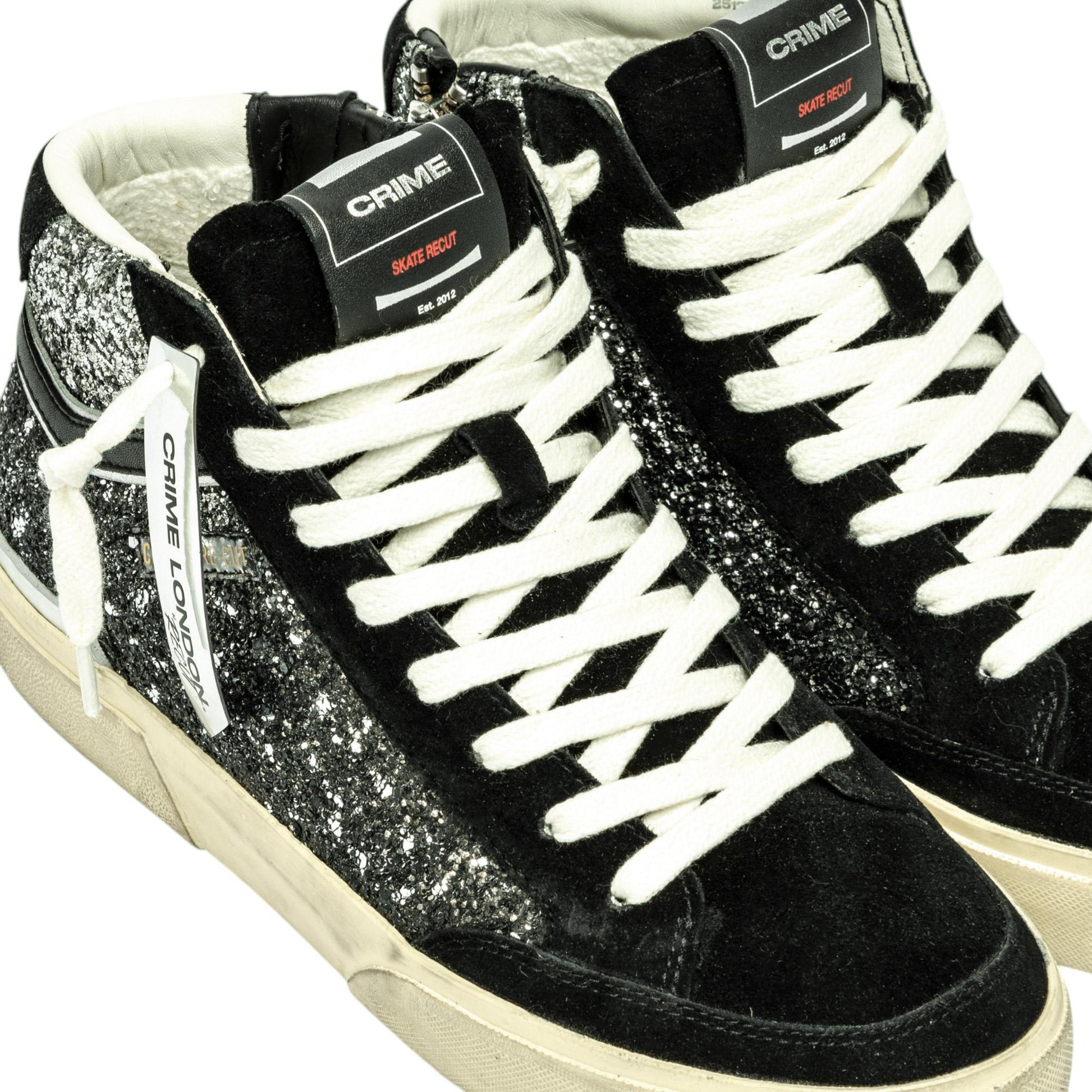 Crime London 25174 Recut High sneakers donna in pelle nera 