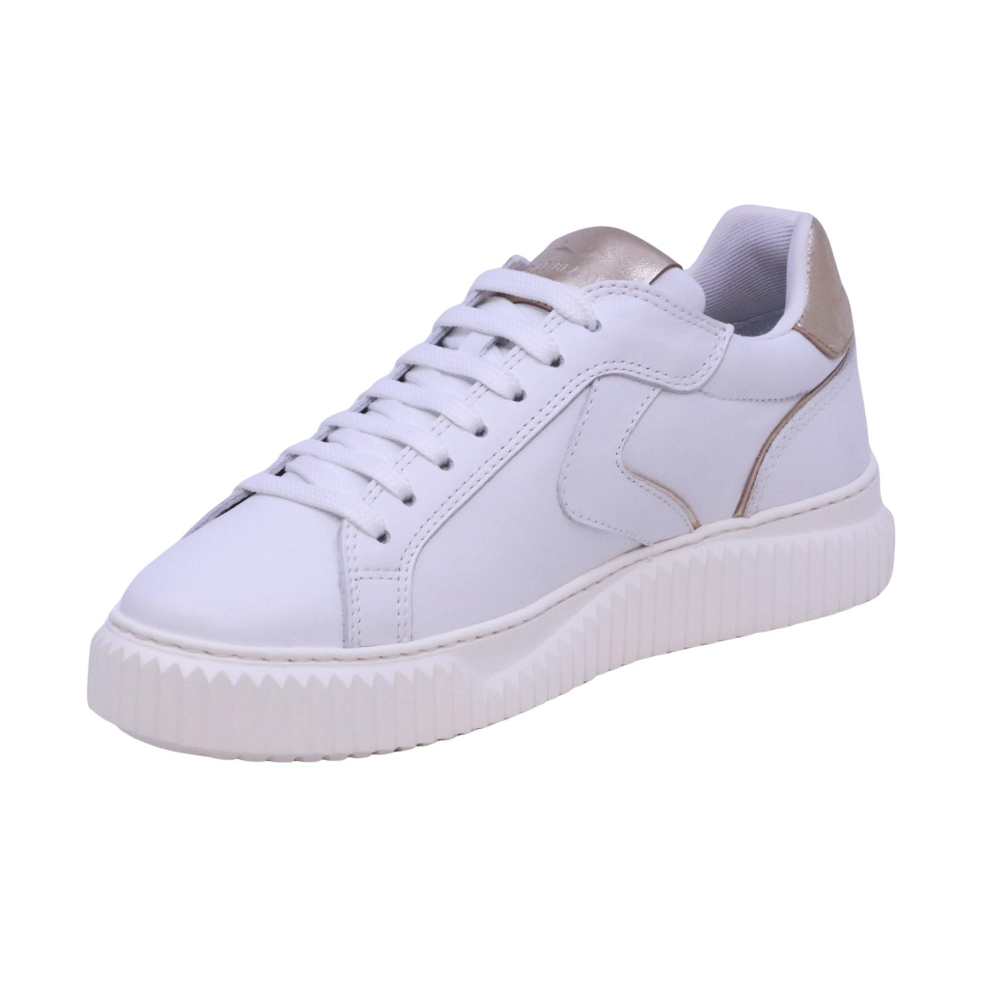 Voile Blanche Lipari sneaker donna in pelle bianca con dettagli platino 