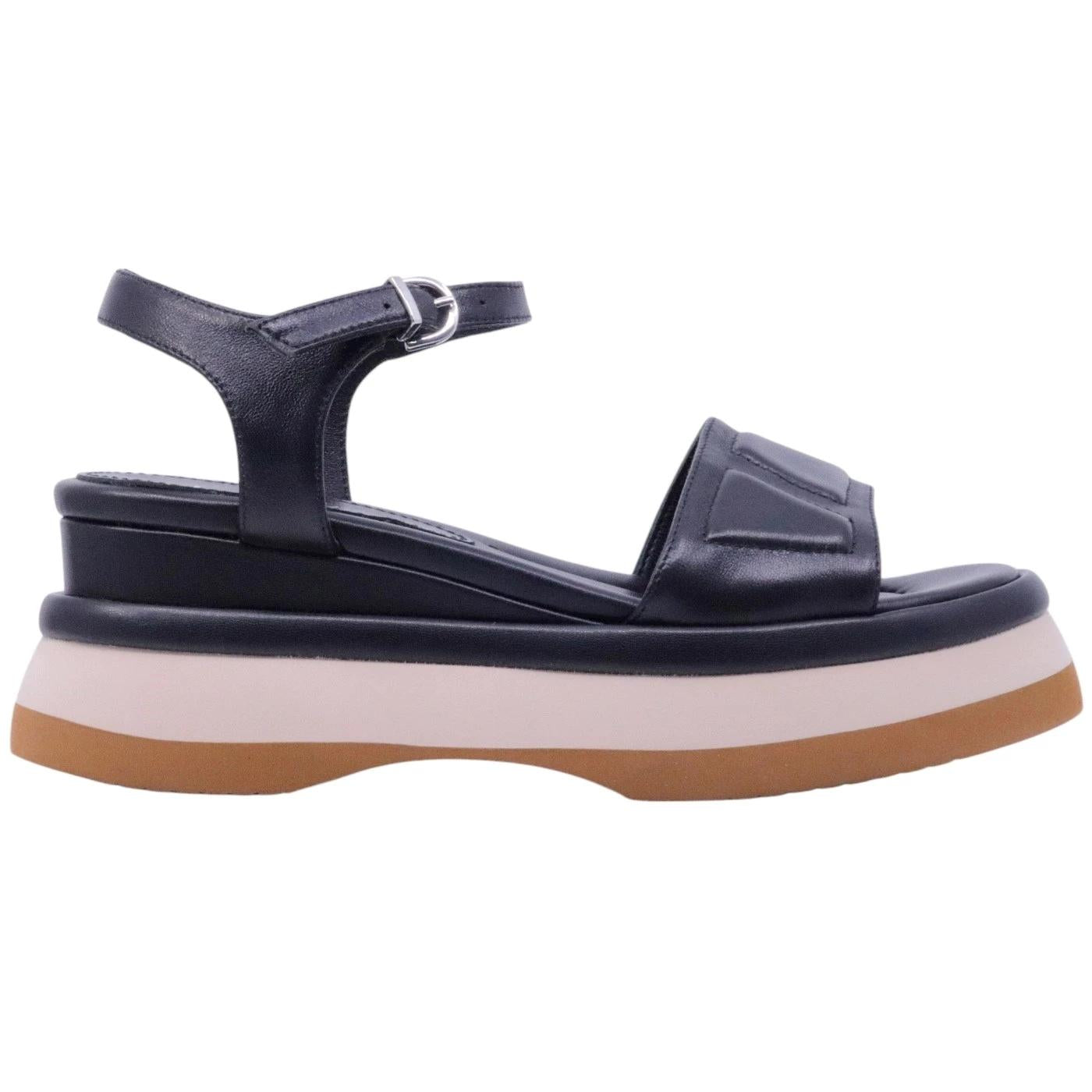 Sandalo donna Jeannot RJ602A in pelle nera 