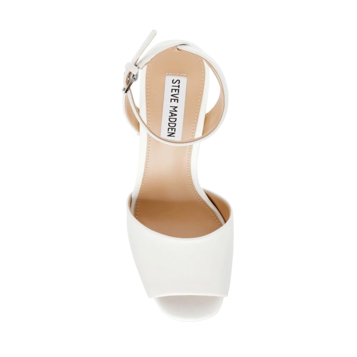 Sandalo con tacco Steve Madden Lourdes in similpelle color bianco 