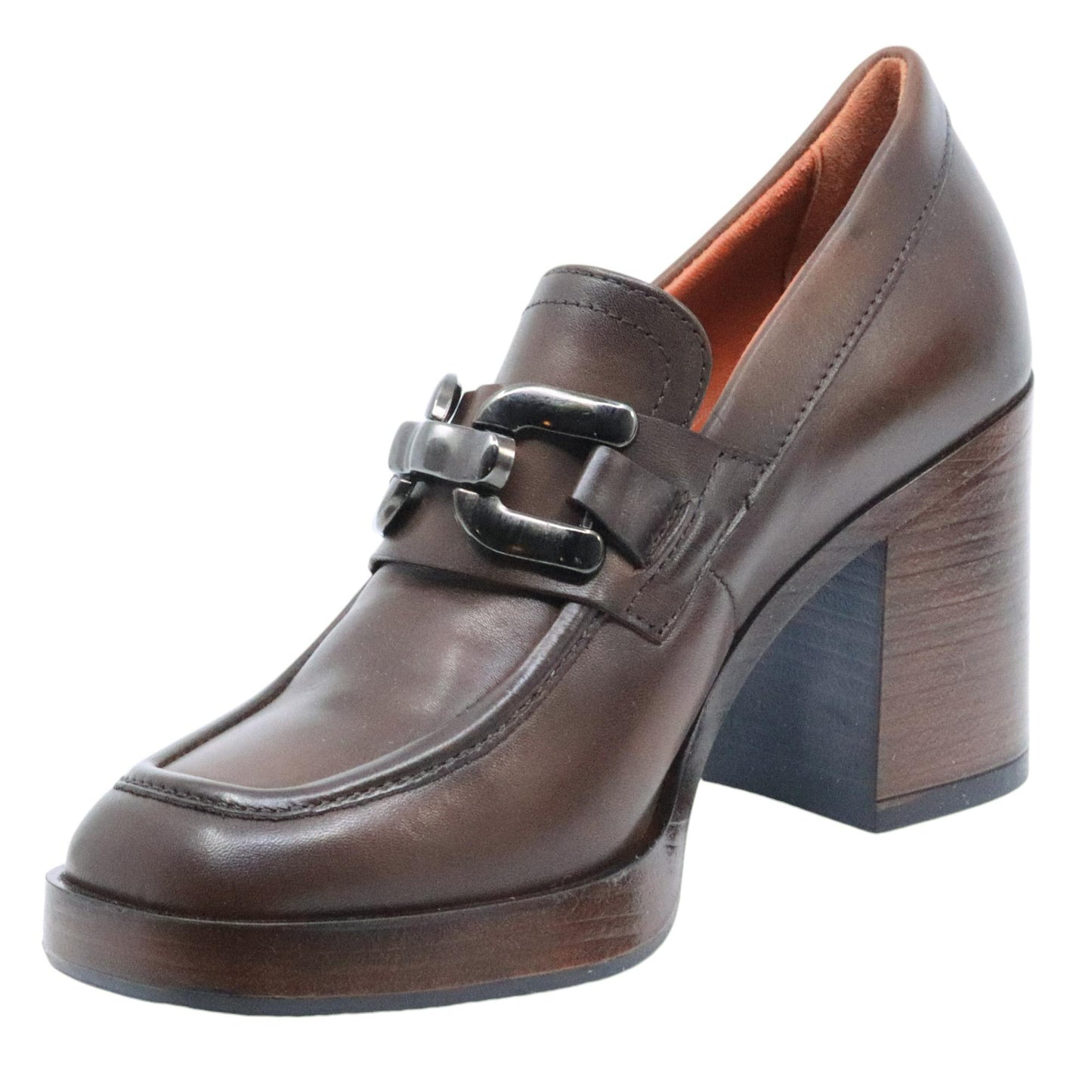 Mocassino con tacco Mjus P96126 da donna in pelle marrone 