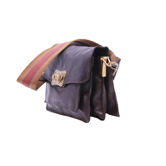 Campomaggi Agnese C016500 borsa a tracolla in pelle moro con spallaccio in nastro 