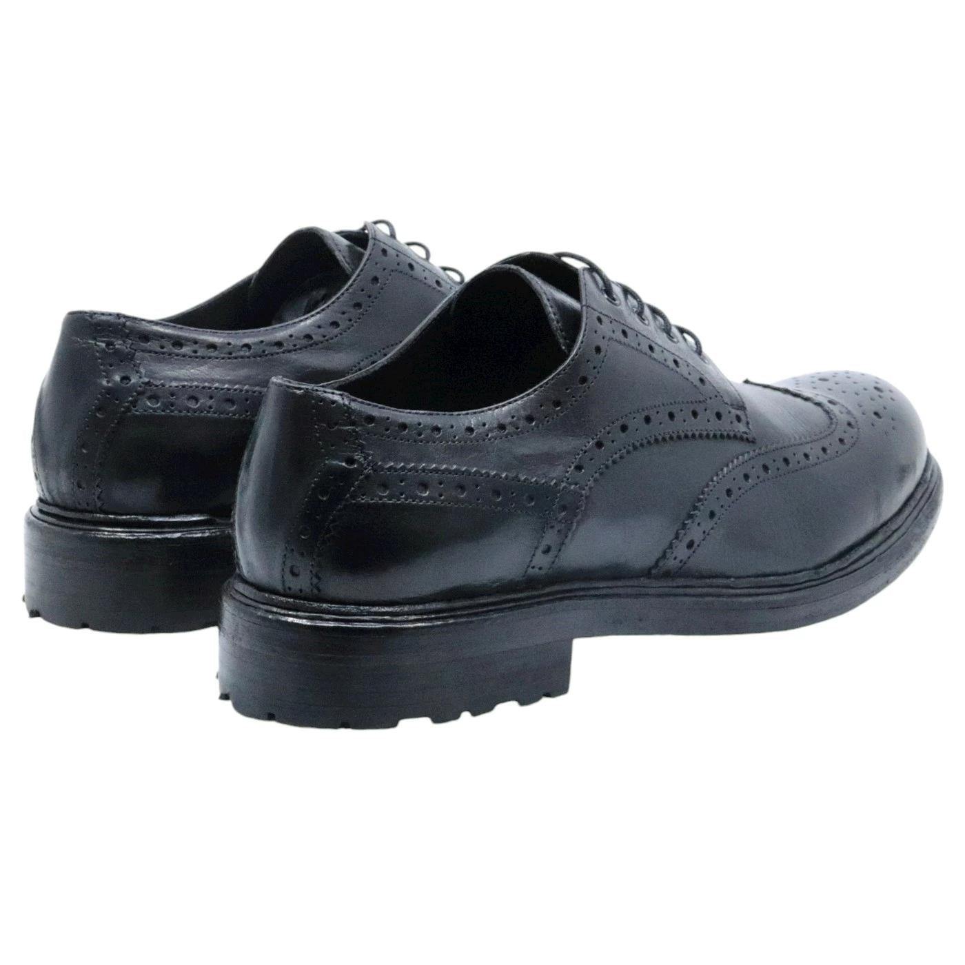 Scarpa Derby imperiale da uomo Crispiniano 481 in pelle nappata nera 481-AW42BUFALONEROBLACK CRISPINIANO