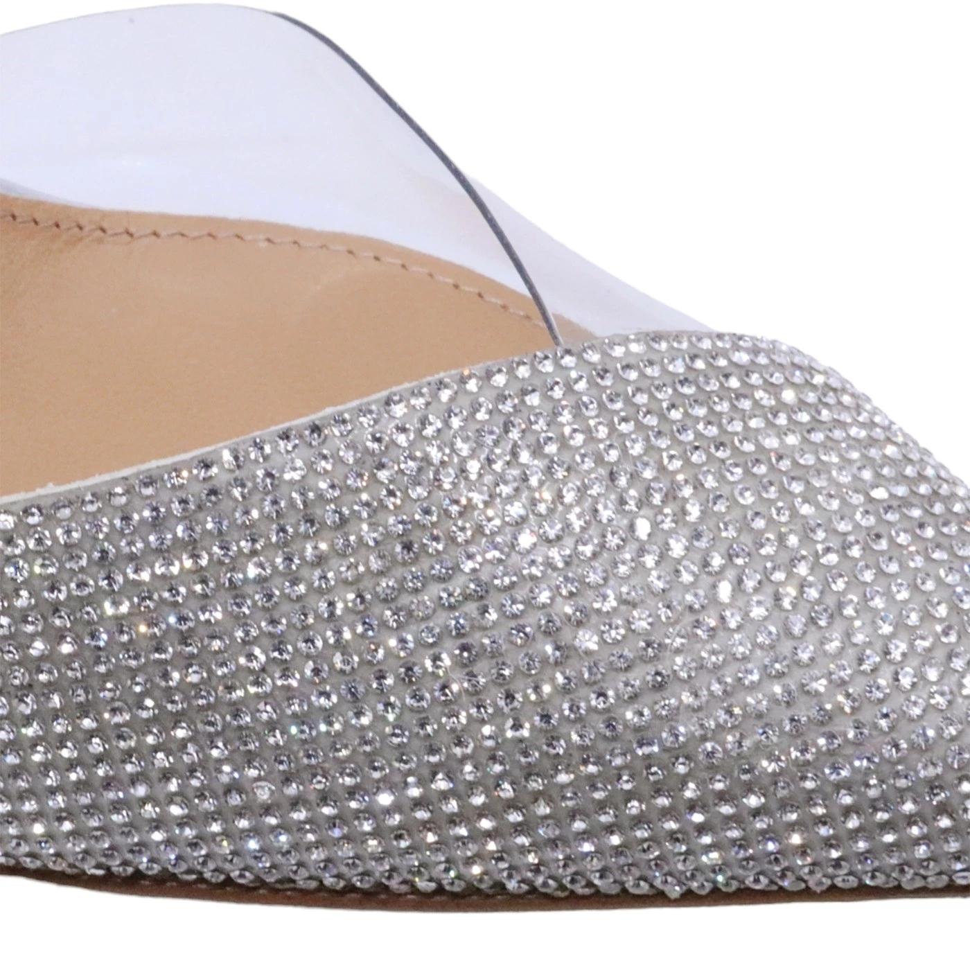 Slingback donna Chantal 1925 con strass e pelle argento 