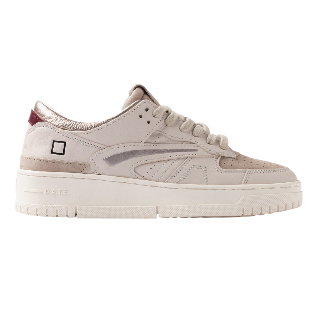 DATE Torneo Shiny Ivory TO SH IV sneaker donna in pelle color avorio 