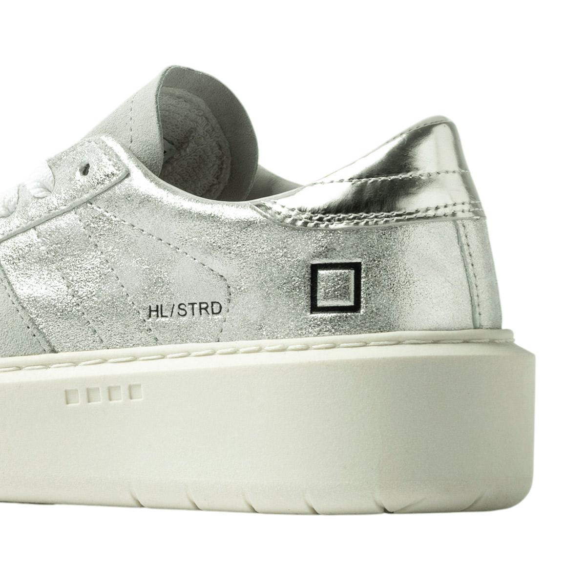 DATE Hill Low Platform Stardust Silver HP ST SL sneaker donna in pelle satinata argento 