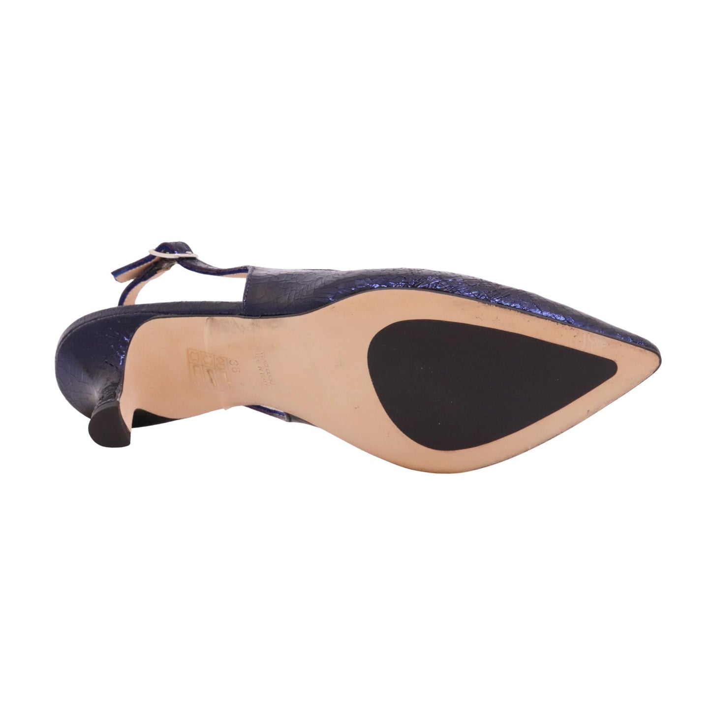 Le Briella Z936 Crack Blu slingback donna in pelle blu lucida con tacco 7 cm 
