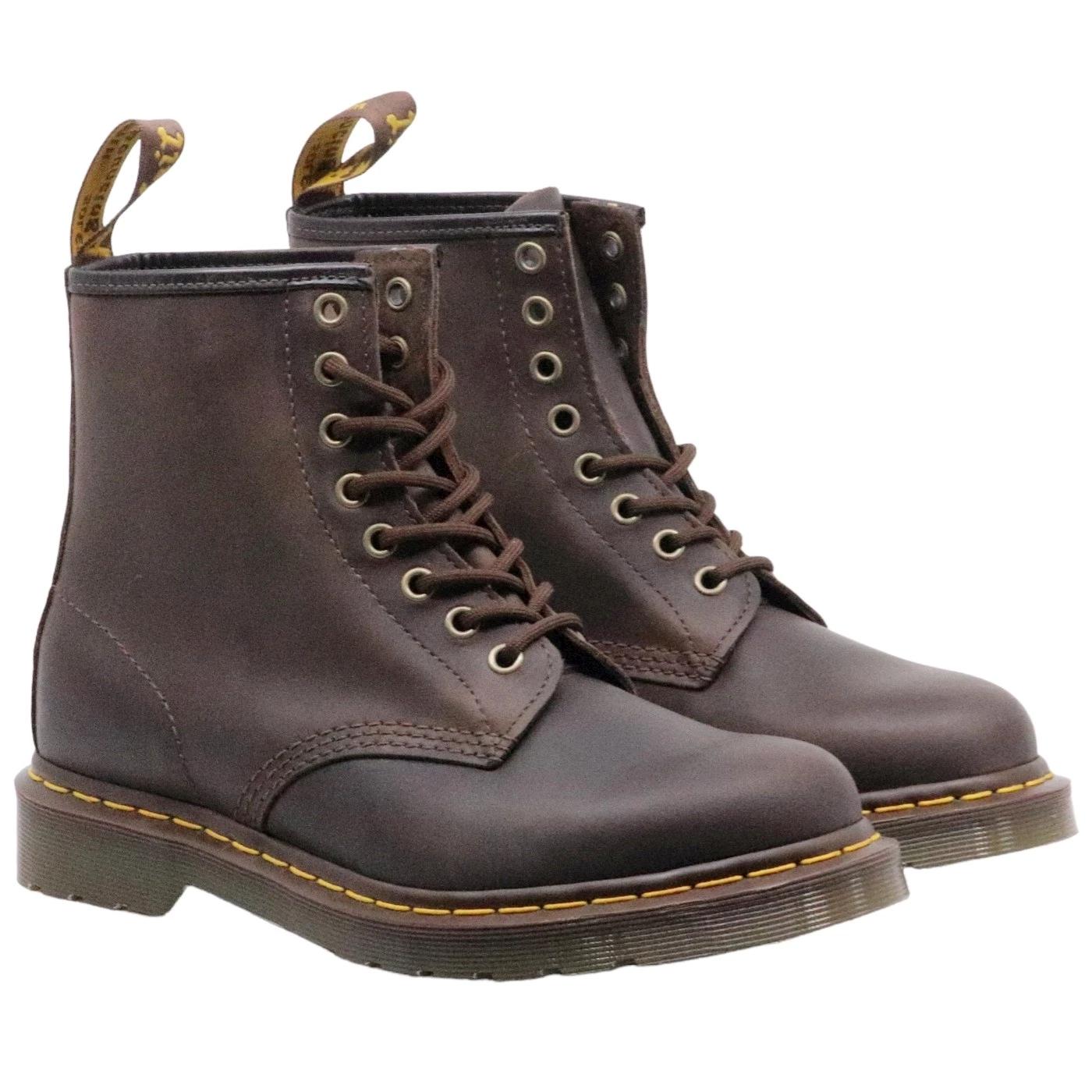 Dr. Martens 1460 Crazy Horse anfibio unisex pelle marrone effetto used 1460-GAUCHO-DKBROWNDARK BROWN DR MARTENS