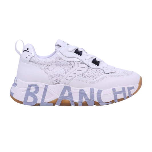 Voile Blanche CLUB105 sneaker donna in pelle e tessuto bianco 