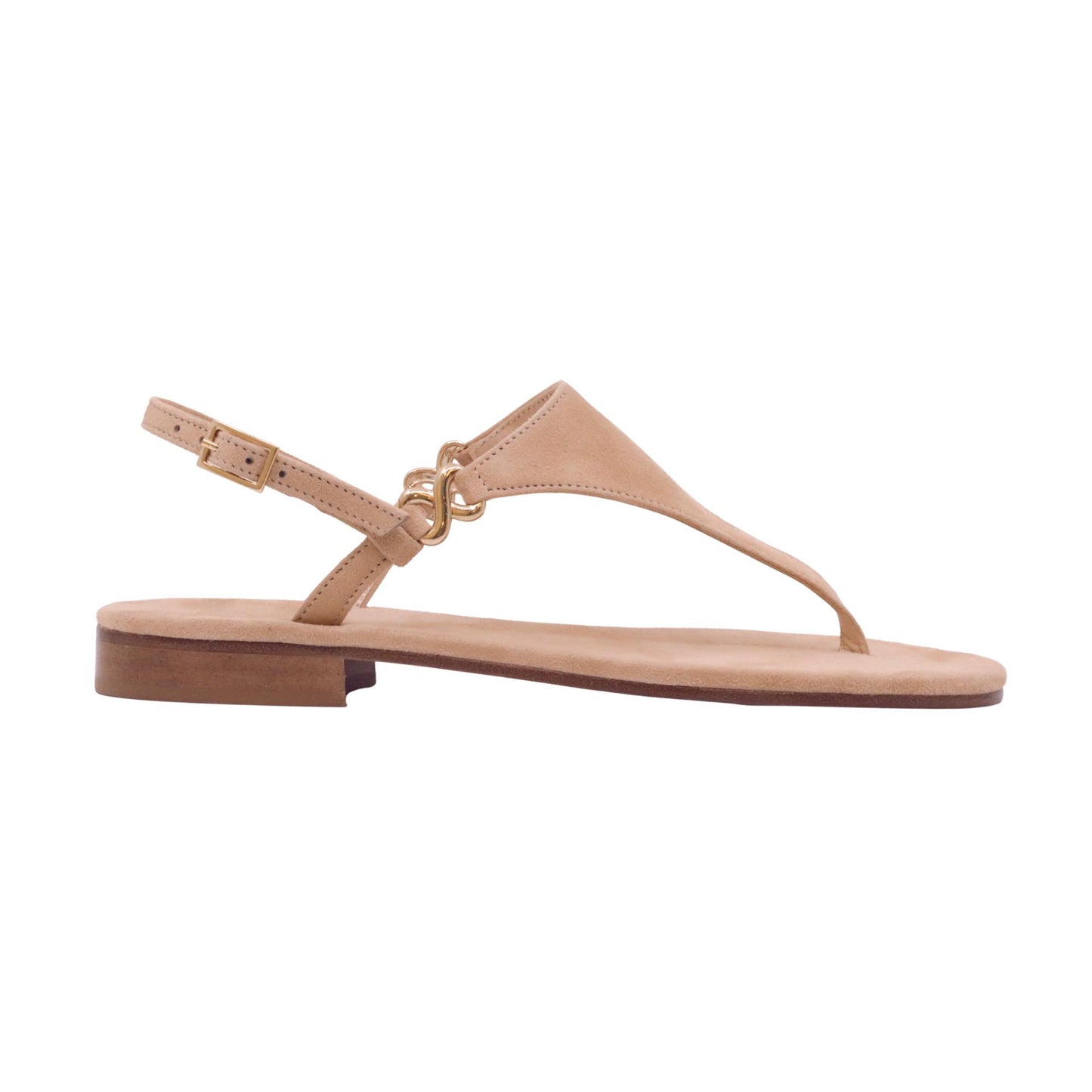 Paolo Ferrara CR721 sandalo infradito donna in camoscio beige legno artigianale casual estivo 