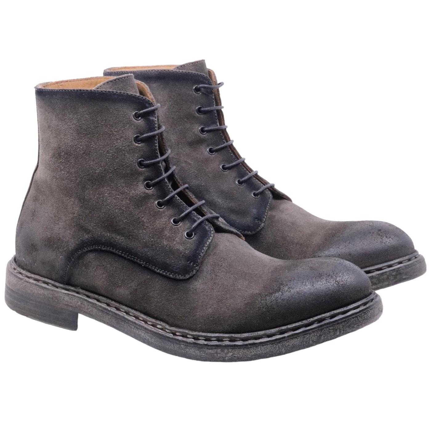 Stivaletto da uomo Crispiniano 6081 in pelle camoscio ingrassato grigio 
