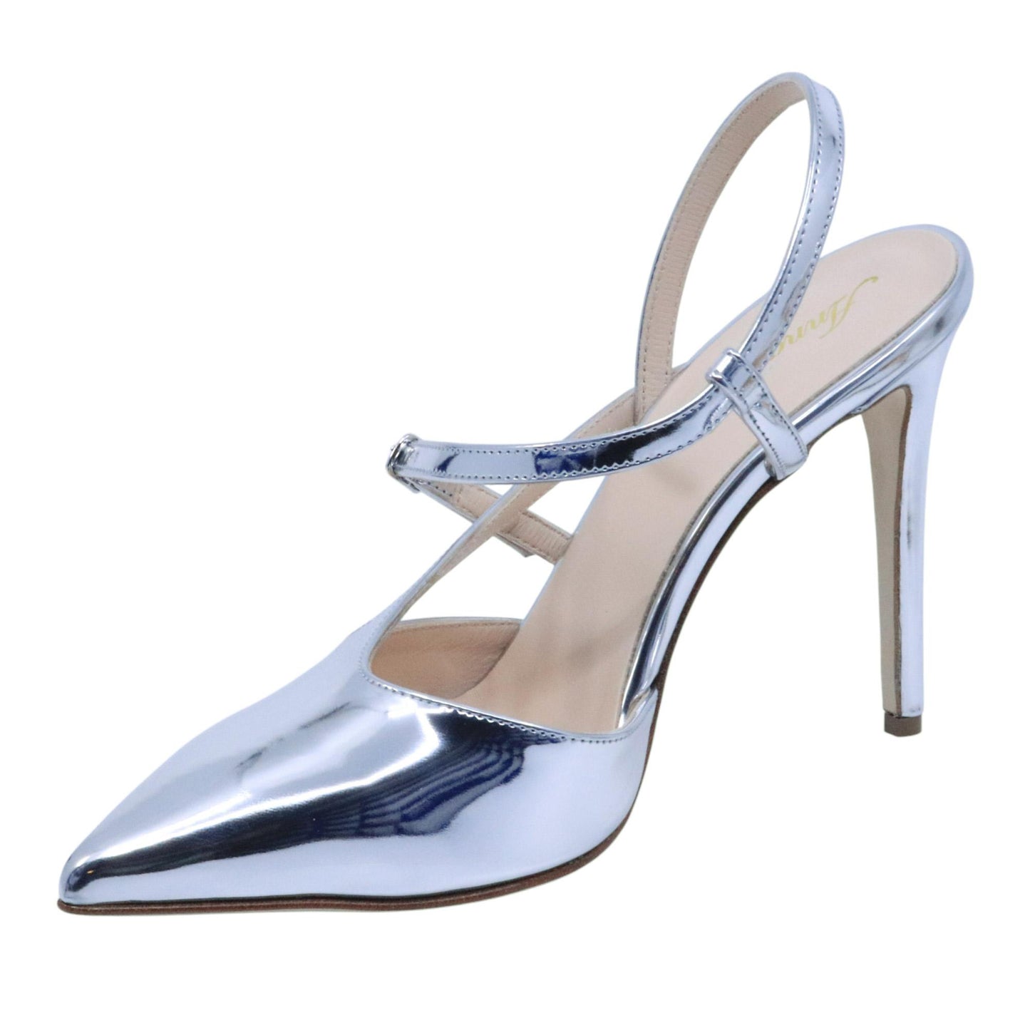 Slingback donna Anna F 1318 in pelle specchiata argento 
