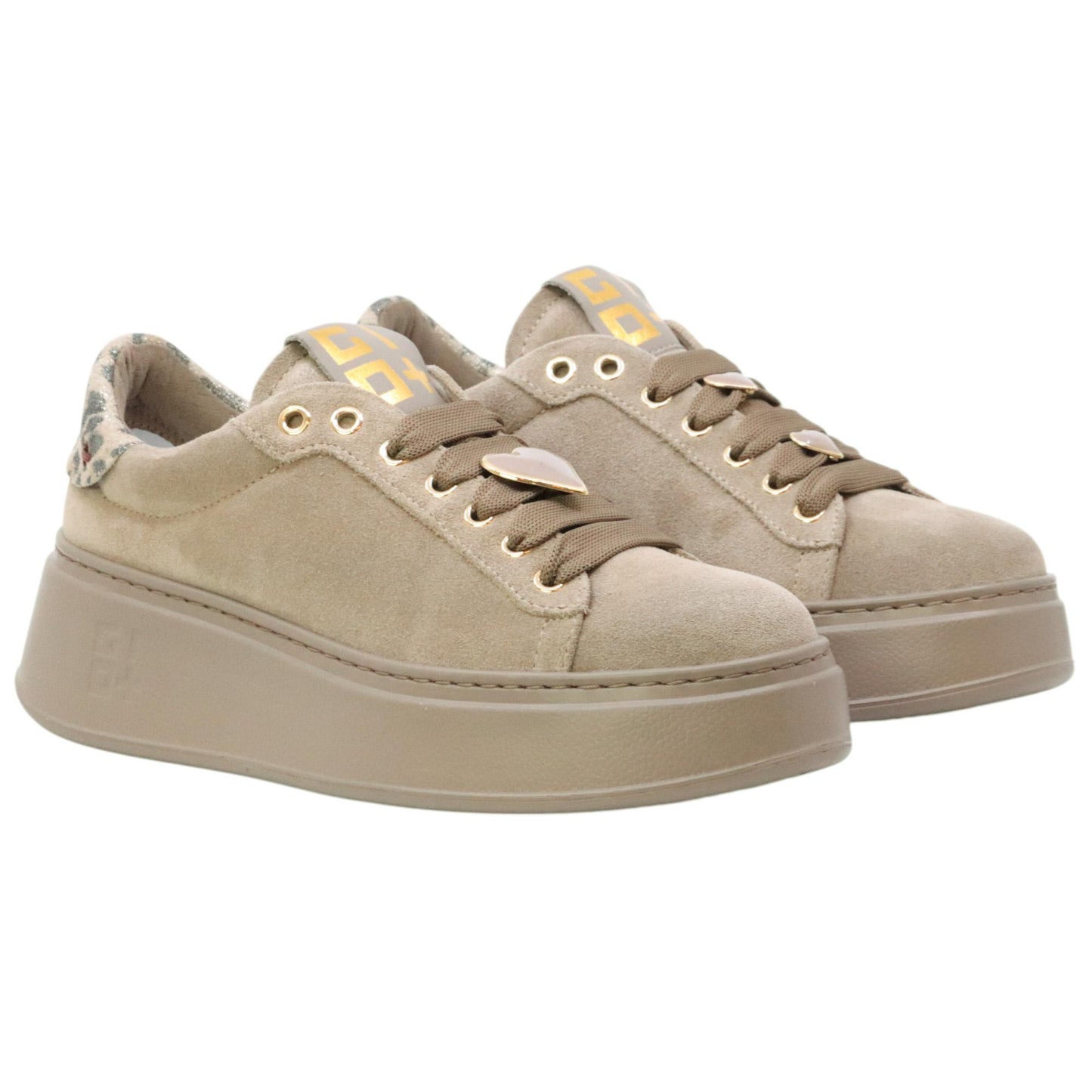 GIO+ PIA430A Combi sneaker donna in camoscio tortora con accessori passanti 