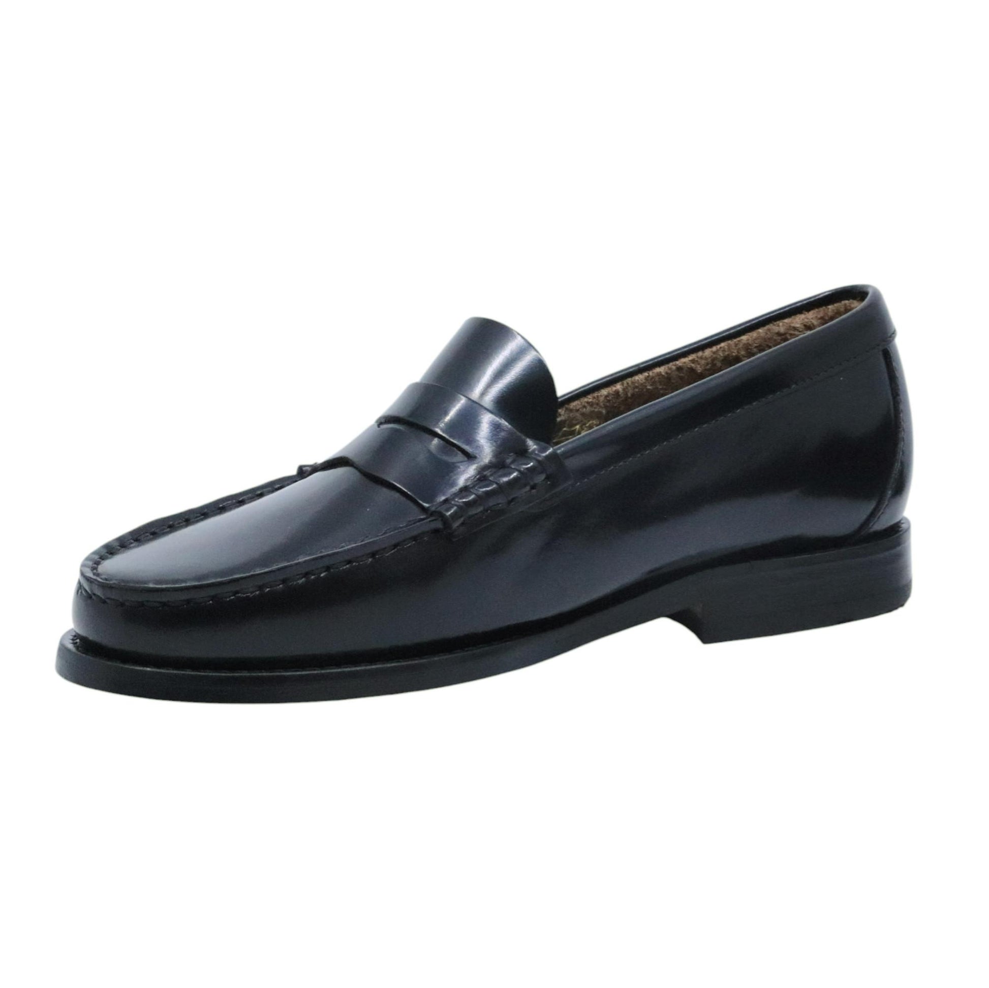 Saxone of Scotland Coll W 30 Black Shiny mocassino donna in pelle nera fondo cuoio 