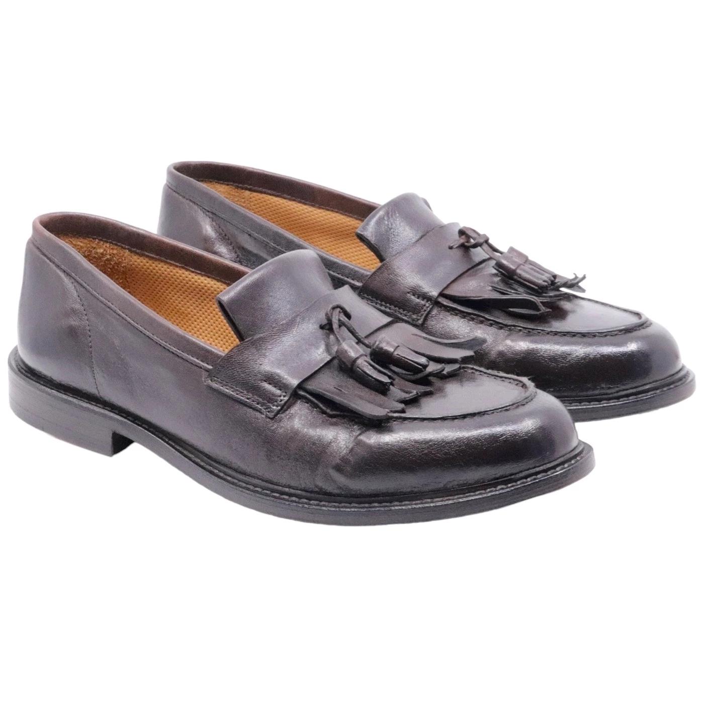 Mocassino uomo Crispiniano C02 in pelle nappata marrone 