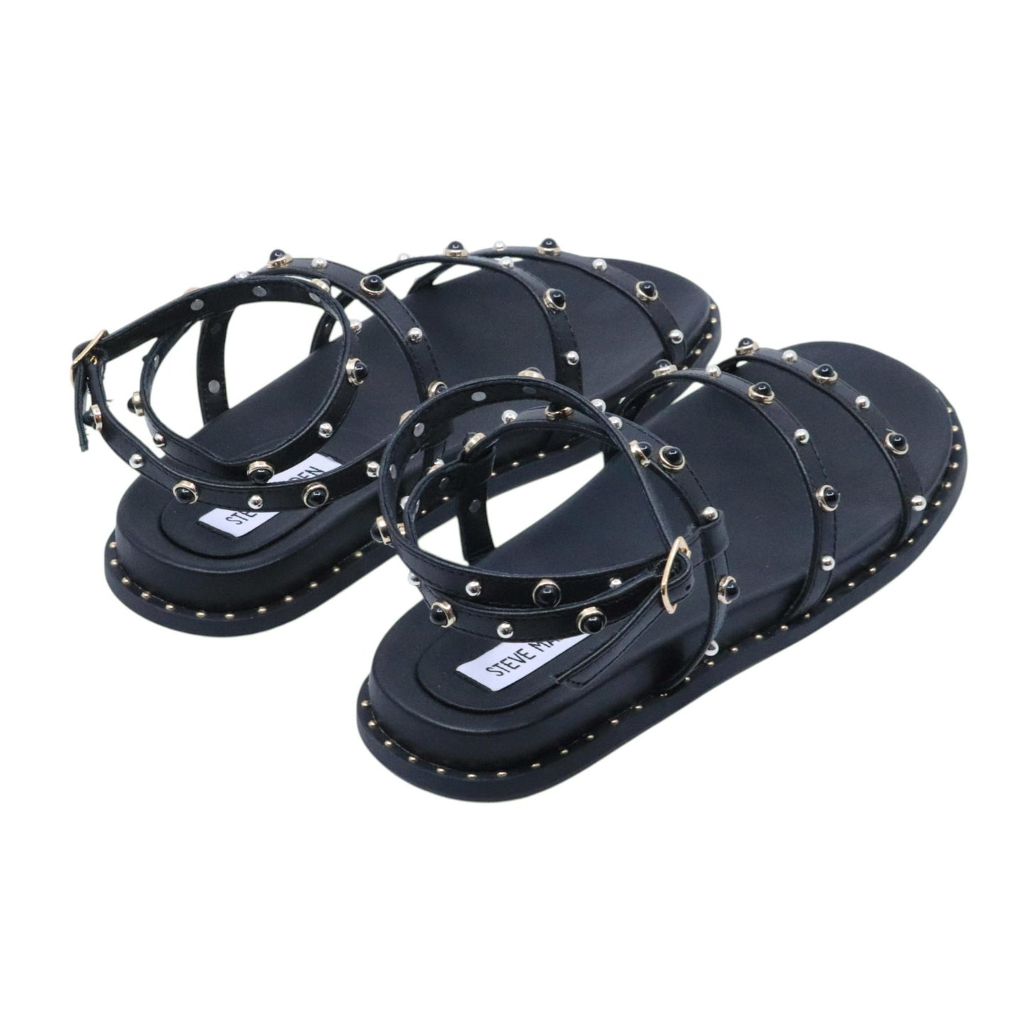 Steve Madden Stormie sandalo donna in similpelle nera con borchie 