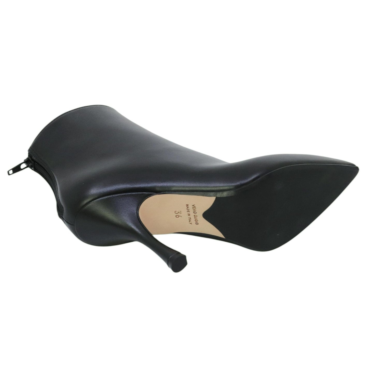Anna F 9984 tronchetto donna in pelle nera con zip 