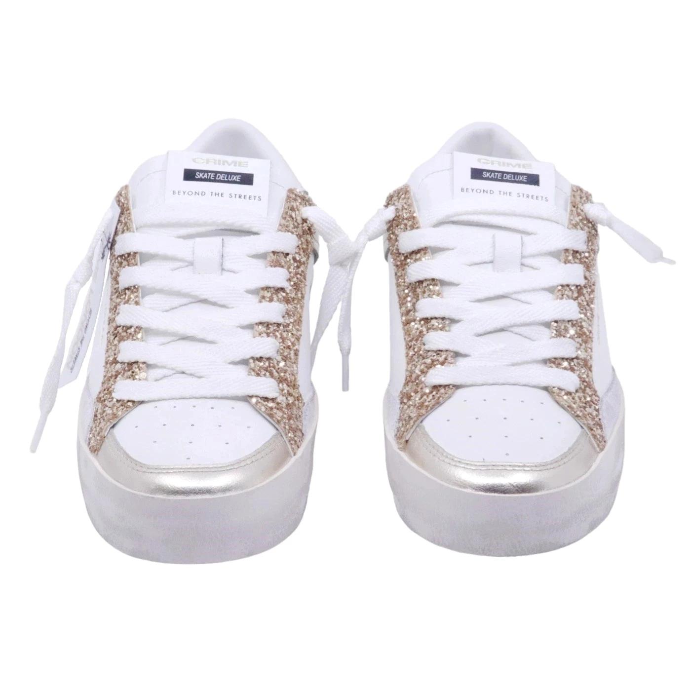 Sneaker donna Crime London Sk8 Deluxe 27107 in pelle bianca 