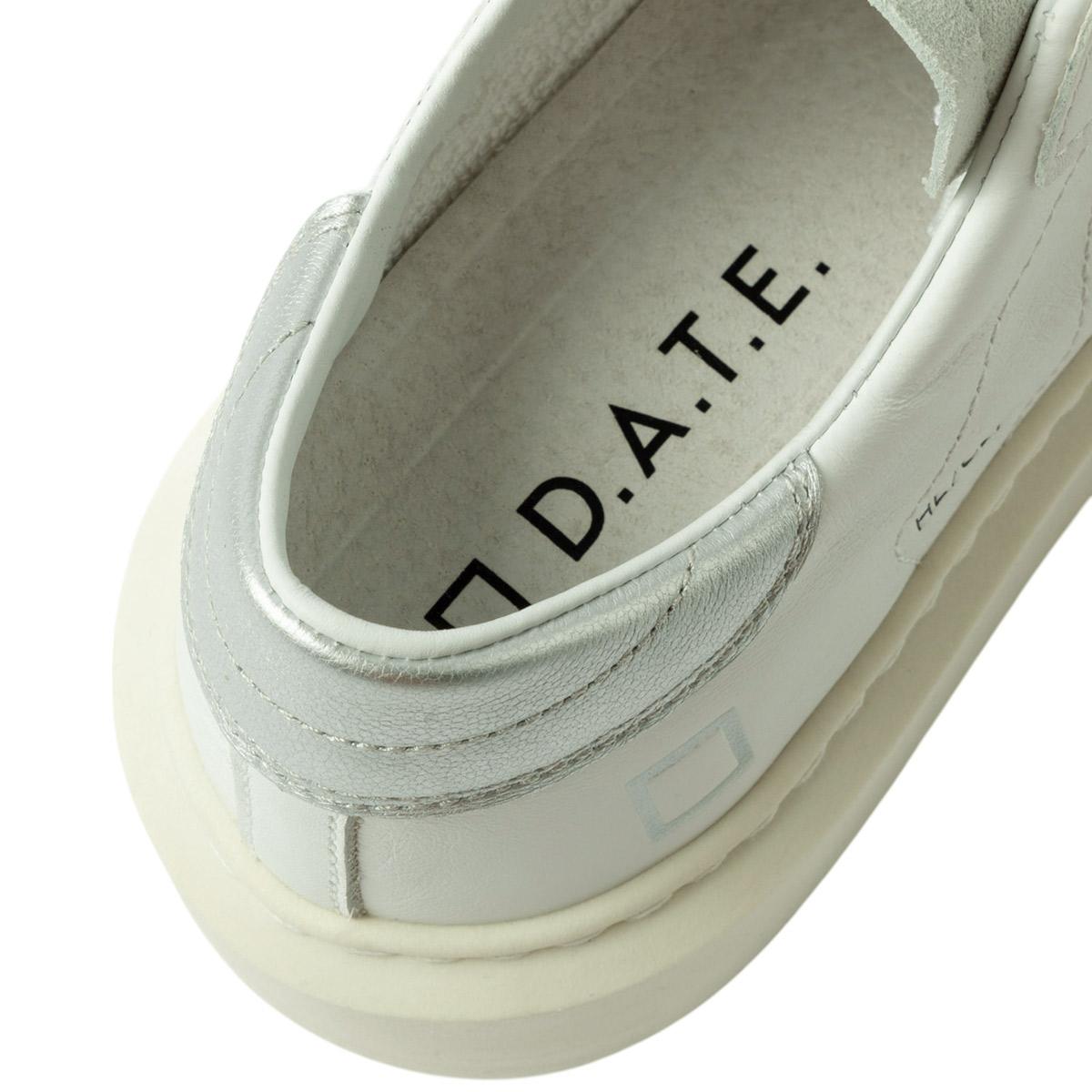 DATE Hill Low Platform Calf White Silver HP CA WS sneaker donna in pelle bianca 