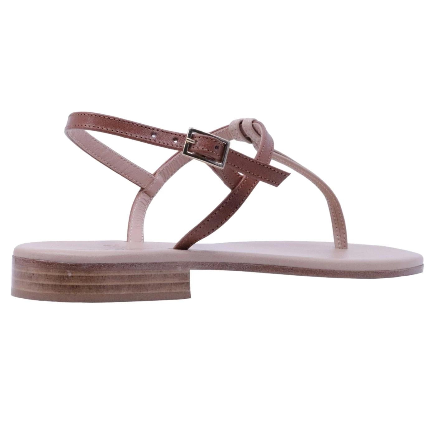 Paolo Ferrara CR1796C T15 Nappa Fondotinta sandalo infradito donna in pelle cuoio e nude 