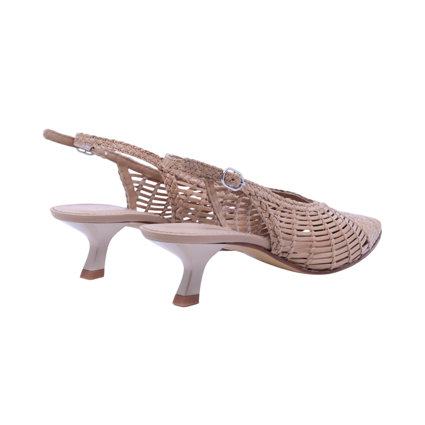 Pons Quintana Carol 11953 159 slingback donna in pelle intrecciata taupe con tacco 