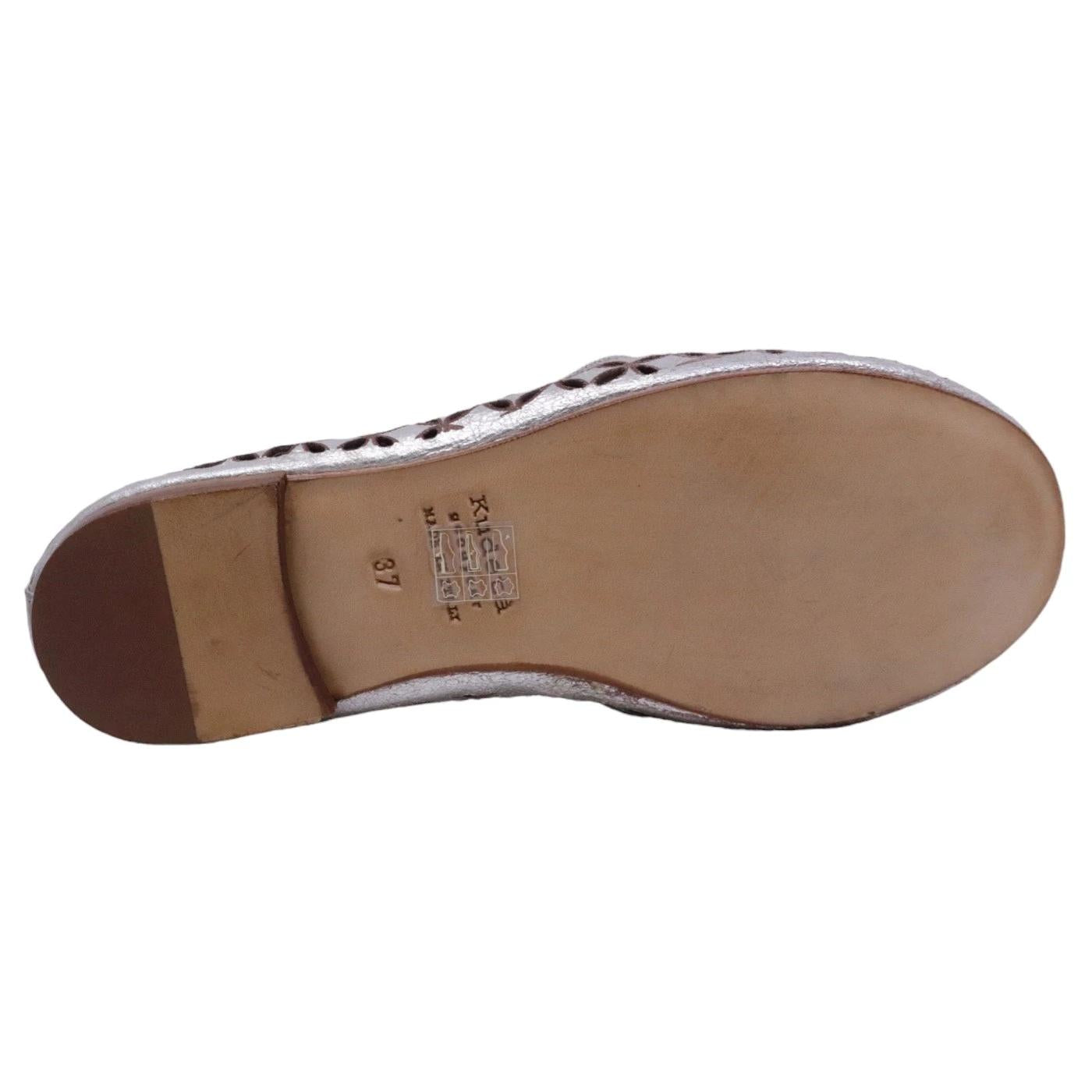 Mocassino donna Kudetà 314102 in pelle laminata argento 