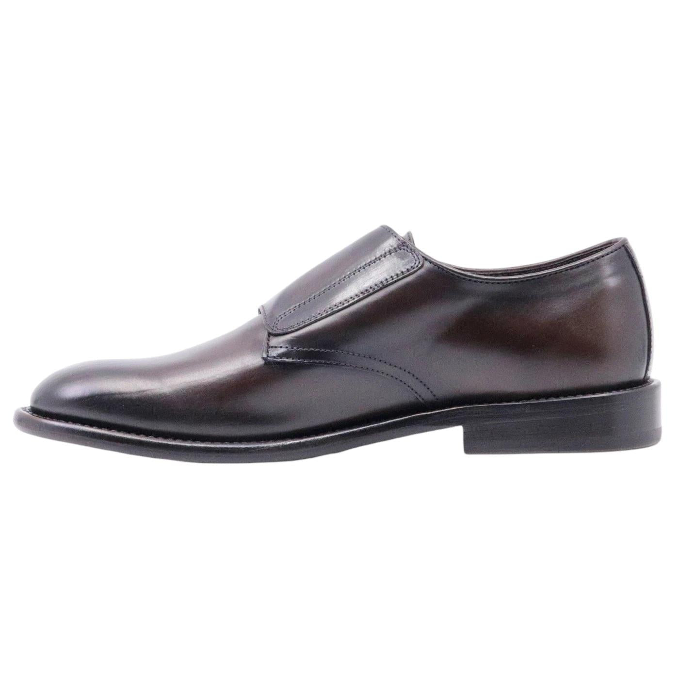 Scarpa uomo con doppia fibbia di Corvari in pelle testa di moro 