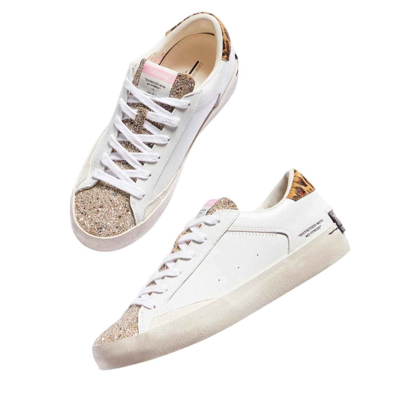 Sneaker donna Crime London Distressed 20007 in pelle bianca 