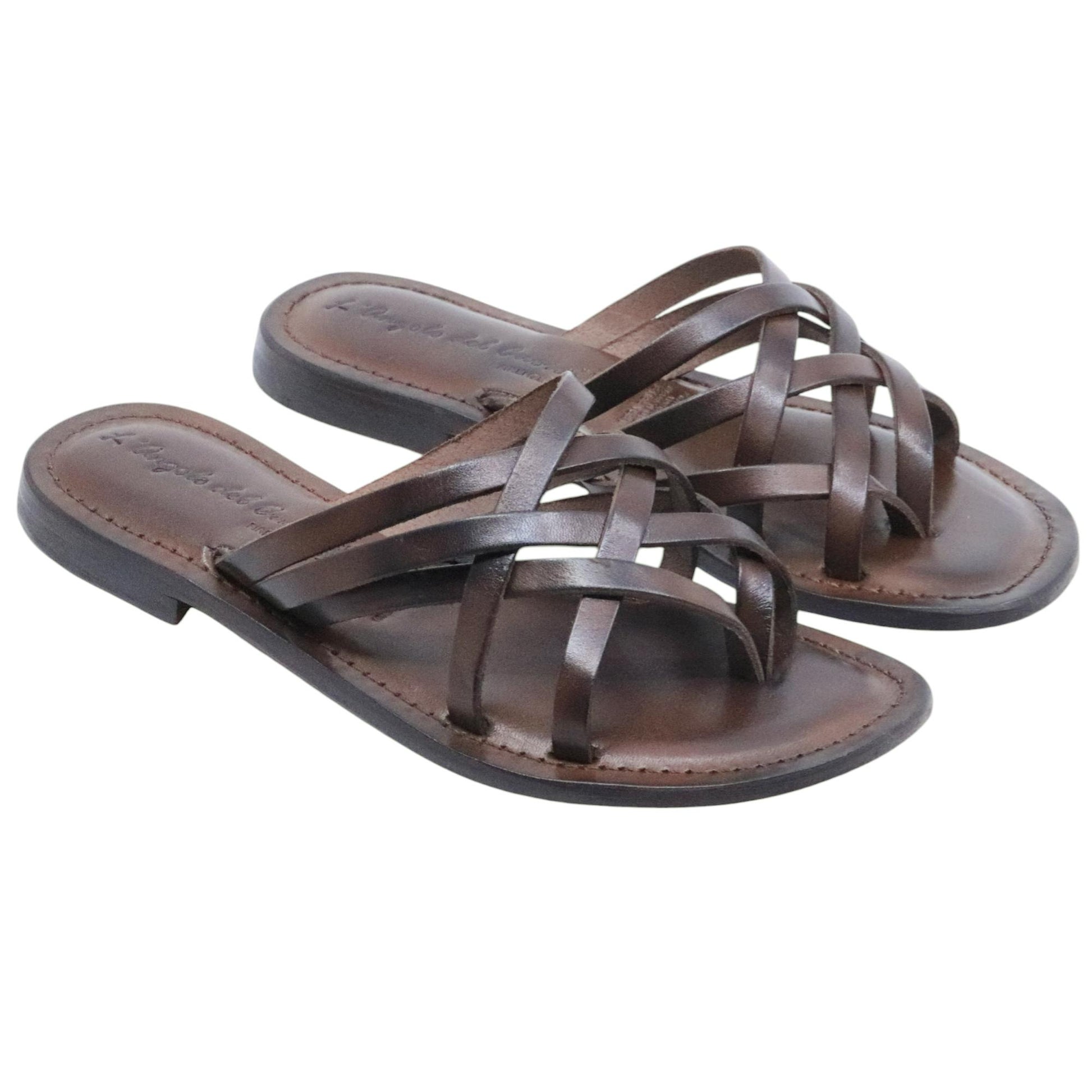 Sandalo donna L'angolo del cuoio Firenze 4409 in pelle marrone 