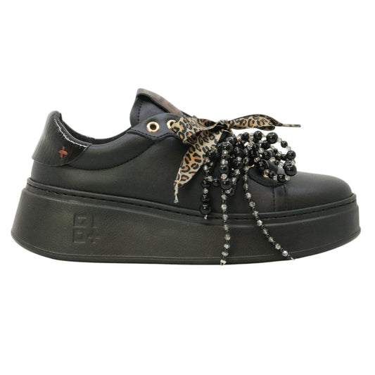 GIO+ PIA434A Combi sneaker donna in pelle nera 