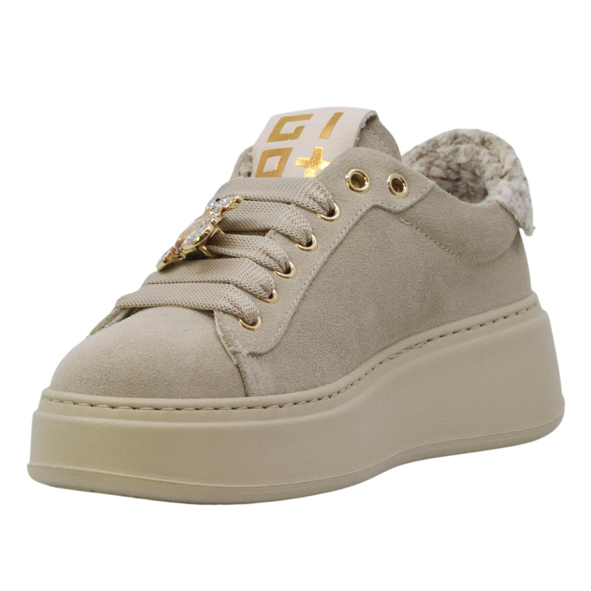 GIO+ PIA428A Combi sneaker donna in camoscio crema 