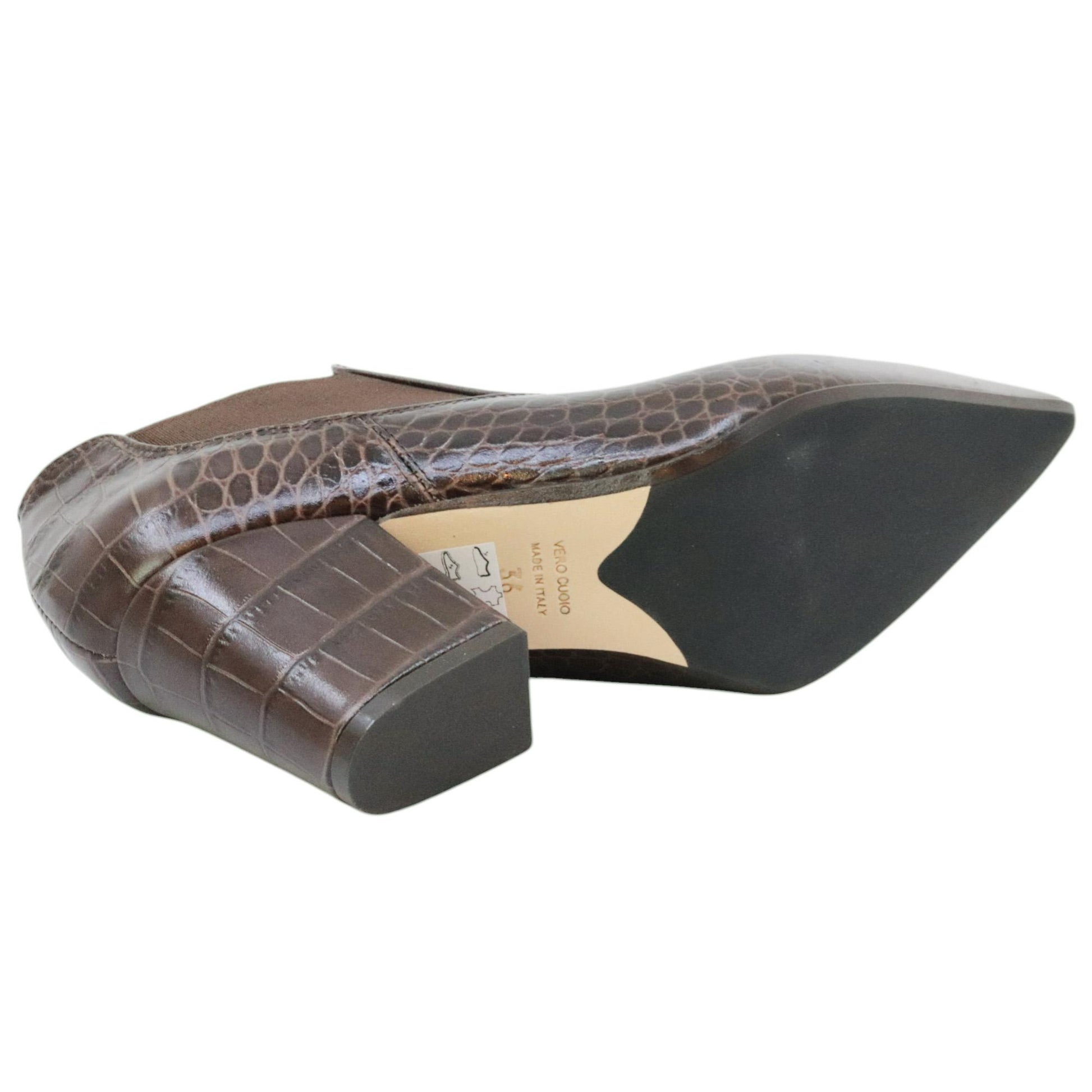 Anna F 1898 tronchetto donna in pelle cocco marrone 