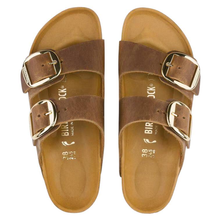 Birkenstock Arizona Big Buckle doppia fibbia pelle oliata cognac 