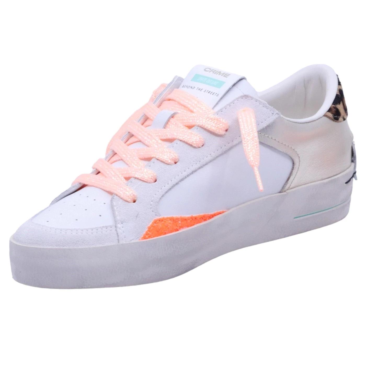 Sneaker donna Crime London 27101 sk8 Deluxe in pelle bianca e oro 