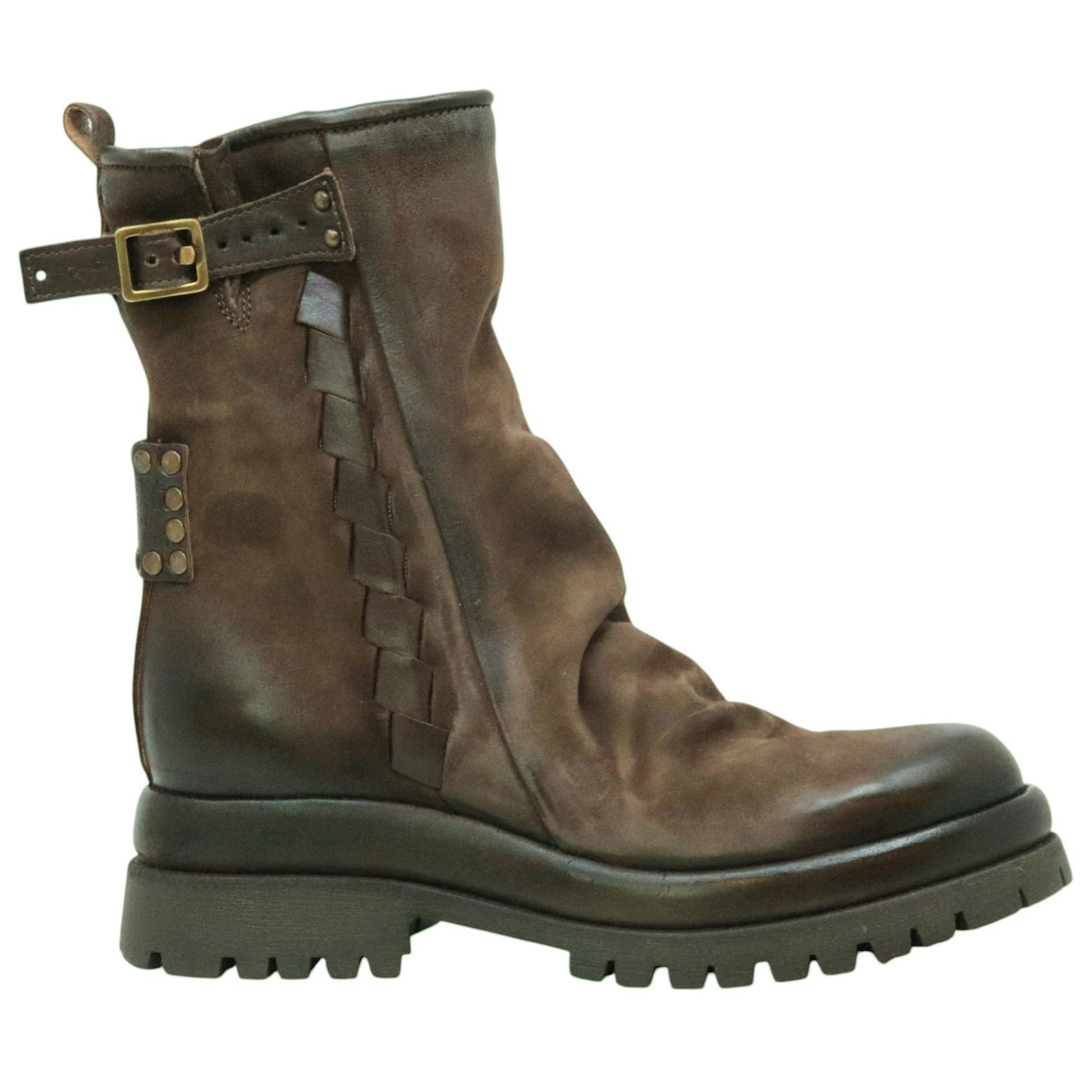 AS98 B51226 stivaletto donna in pelle marrone ebano 