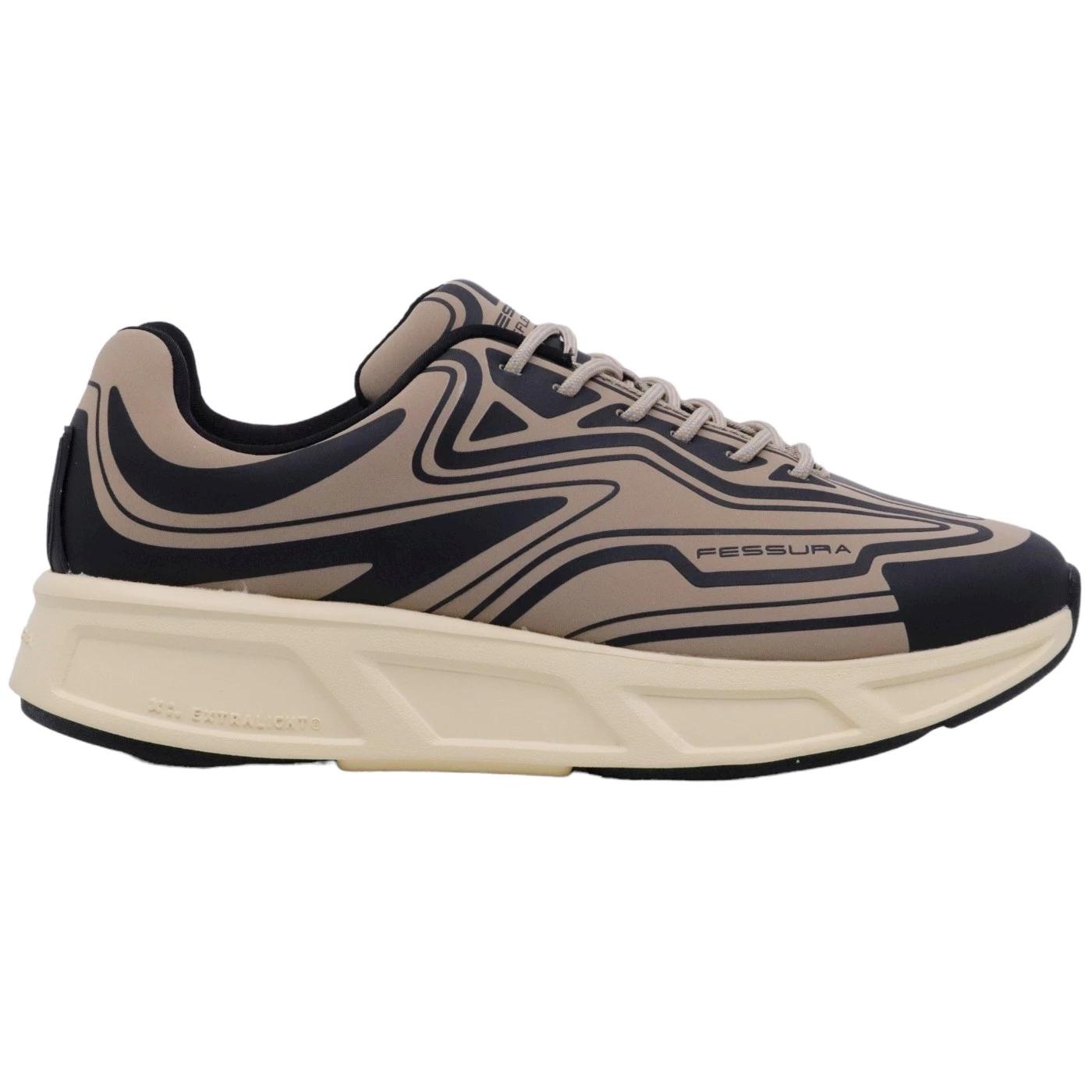 Sneaker uomo Fessura Runflex #02 in nabuk nero 