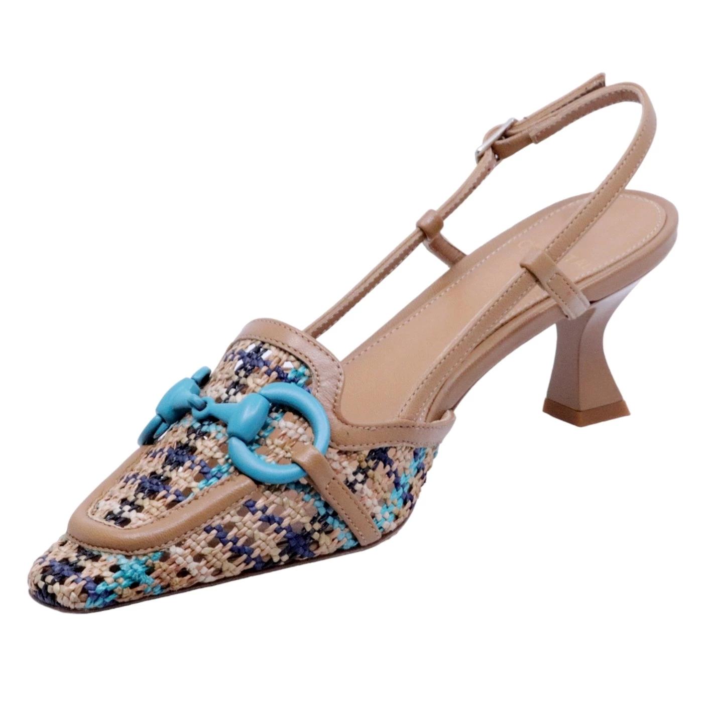 Slingback donna Chantal 2245 in pelle nocciola e corda intrecciata 
