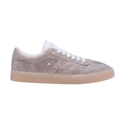 Back 70 108041 sneaker donna in camoscio con strass argento fondo cassetta leggero 