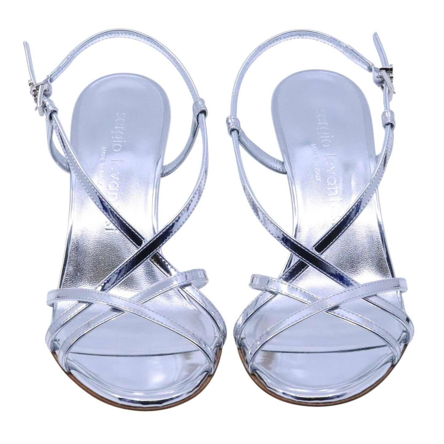 Sandalo con tacco Sergio Levantesi Heide in specchio argento 