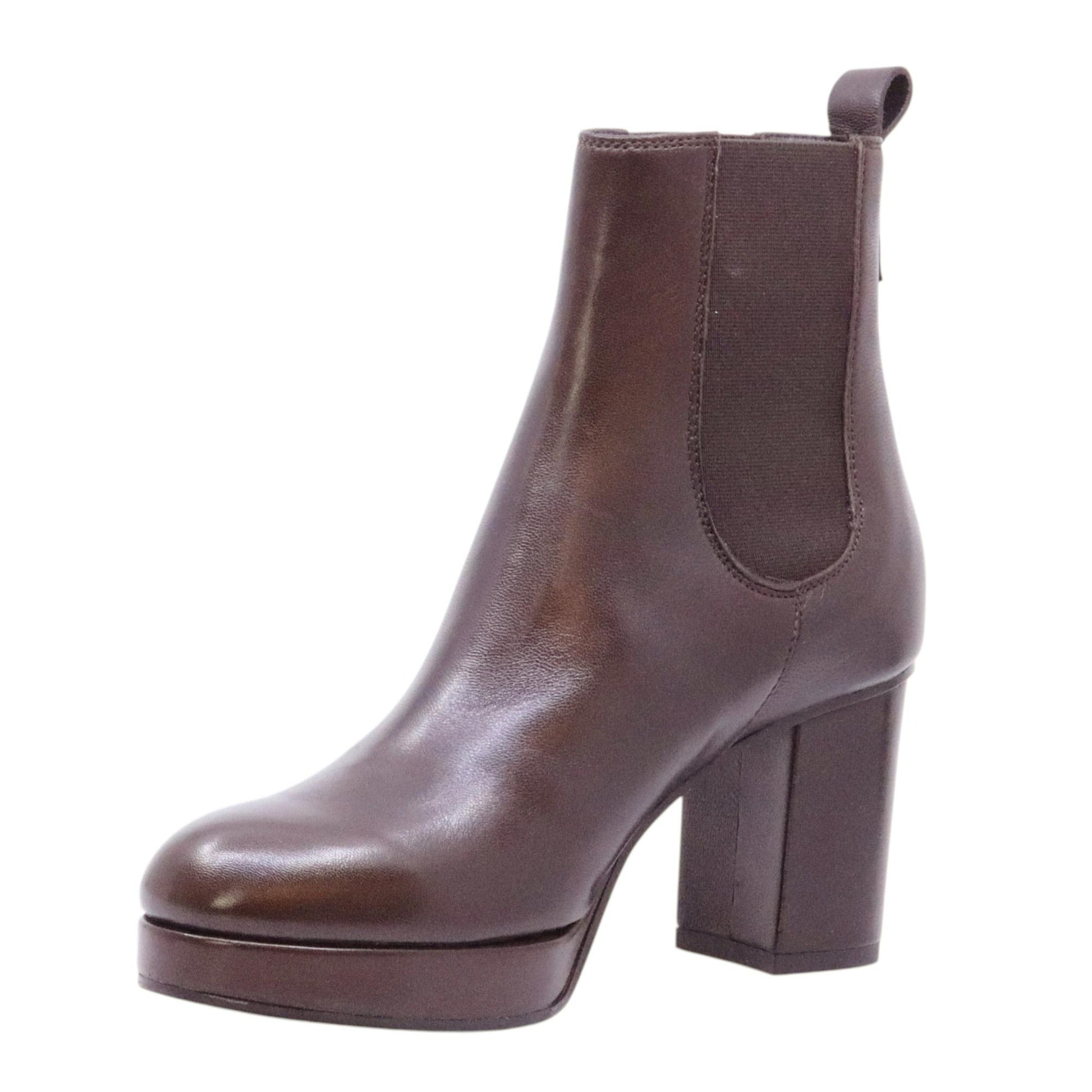Triver Flight 776 01 stivaletto donna Chelsea in pelle marrone 