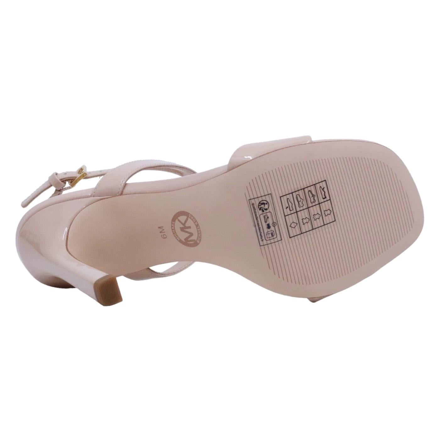 Sandalo con tacco Michael Kors Amara in pelle vernice nude 