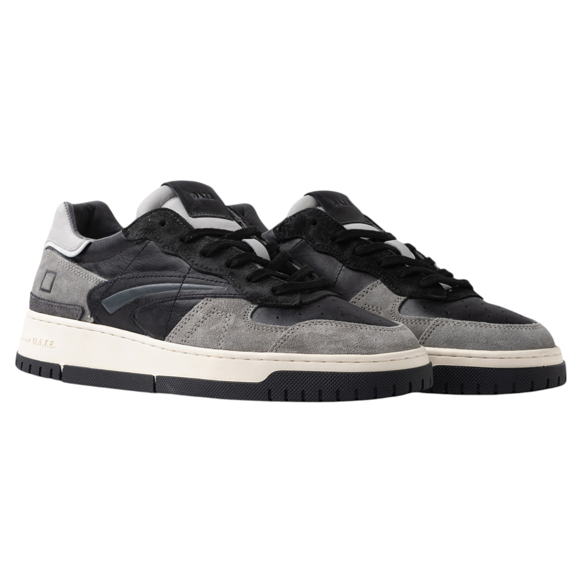 DATE Torneo Pure Vintage TP VC BK sneaker uomo in pelle nera e camoscio grigio 