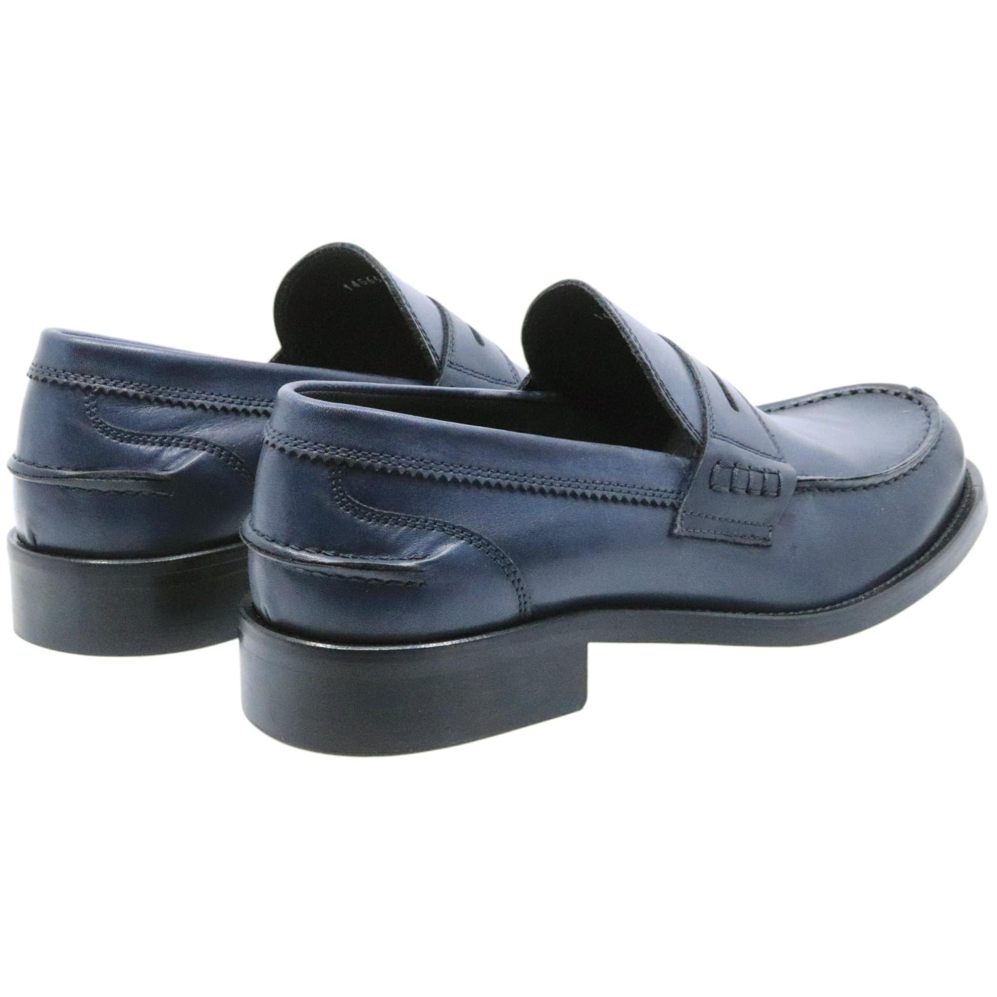 Mocassino uomo Antica Cuoieria 14566 in pelle blu 