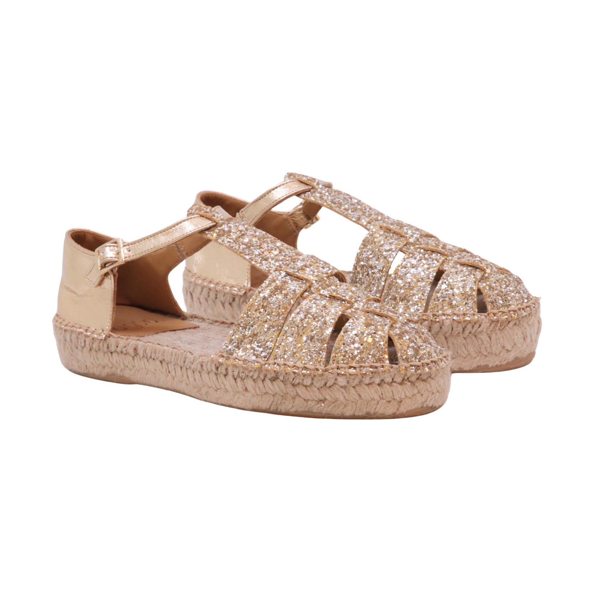 Lagoa Valencia Glitter Platino sandalo donna in glitter platino con zeppa bassa in corda casual estivo 