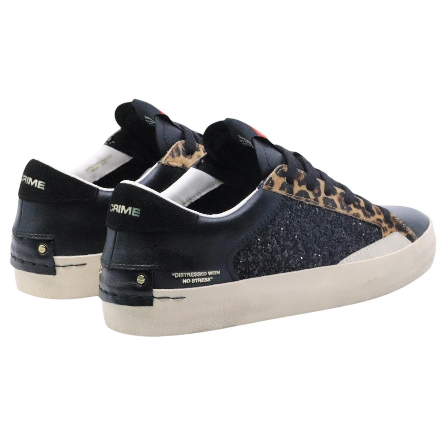 Crime London Distressed 28002 in pelle nera e glitter 