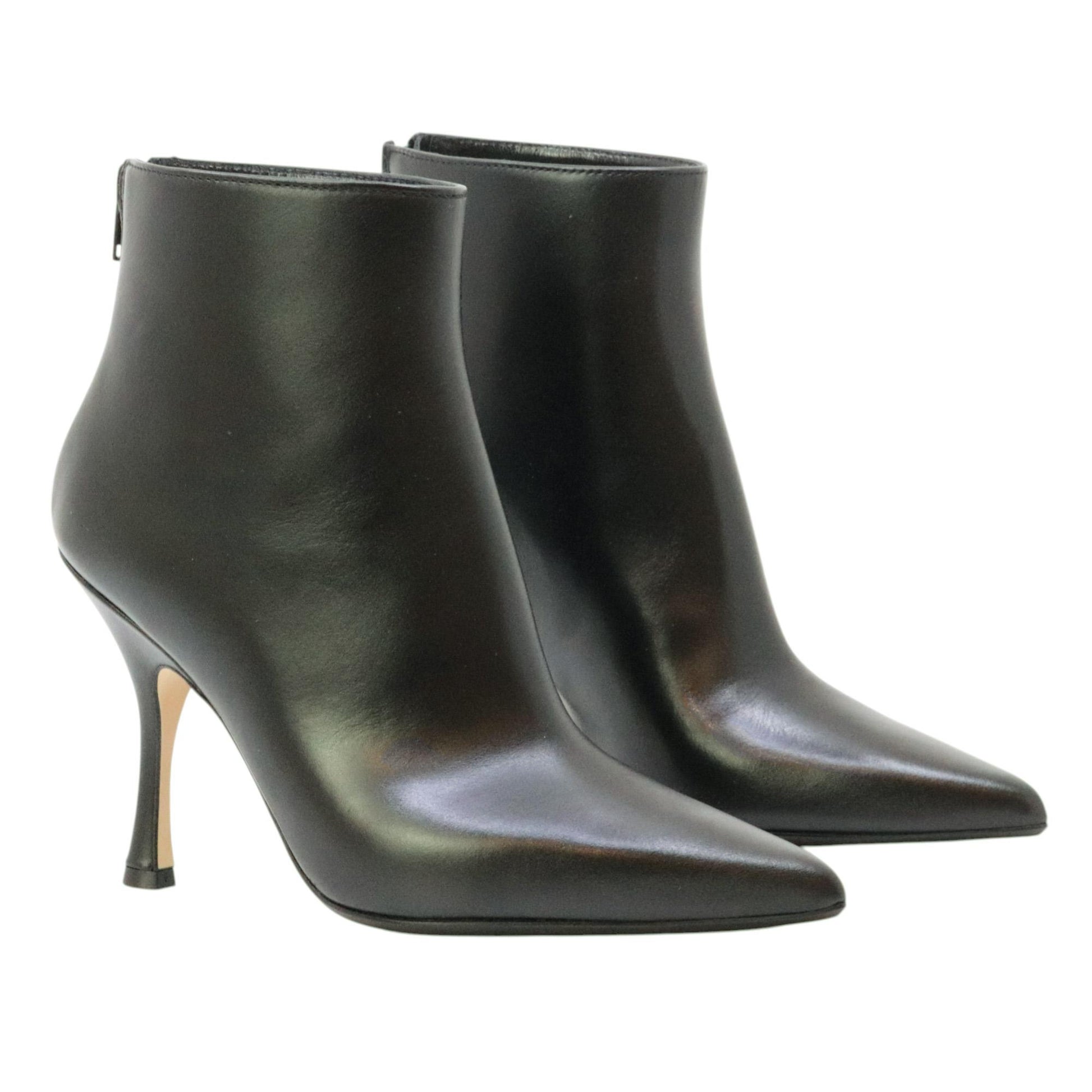 Anna F 9984 tronchetto donna in pelle nera con zip 