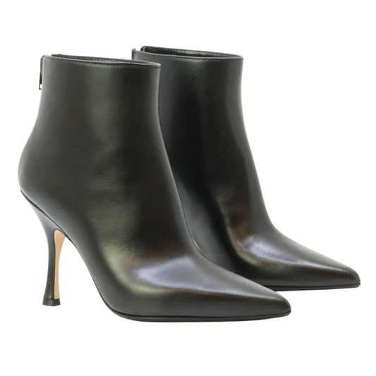 Anna F 9984 tronchetto donna in pelle nera con zip 